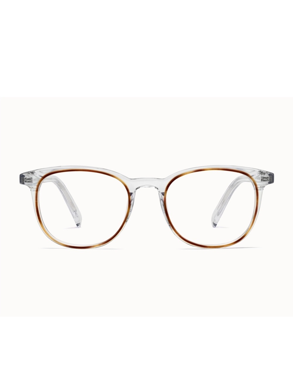 Warby Parker Durand Glasses- Clear Frames with Oak Barrel